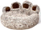 Jiupety Cute Round Calming Dog Bed, Plush Paw Shape Bed for Medium Large Breed Dogs, Soft and Cozy with Bolster, Gray