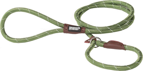 Friends Forever Extremely Durable Dog Rope Leash, Premium Quality Training Slip Lead, Reflective, 6 Feet, Olive