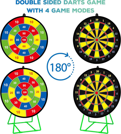 3 4 5 6 7 8 9 10 11 12 Large Dart Board for Kids, Kids Double-Sided Dart Board with Sticky Balls and Darts