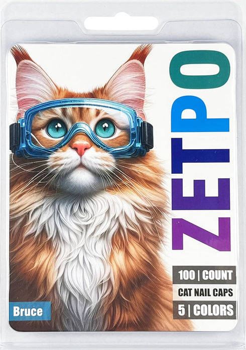 zetpo 100 pcs Cat Nail Caps with Adhesives and Applicators, M, Purple, Blue, Sky Blue, Turquoise
