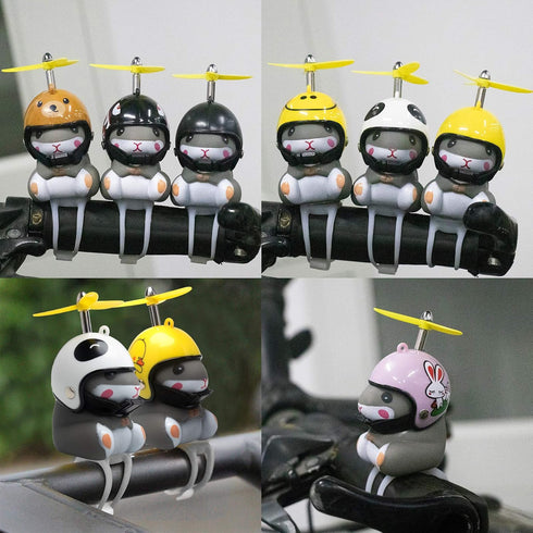 wonuu Duck Bike Bell with Light and Helmet, Cute Hamster Bicycle Horn, Dashboard Decoration Hamster Toy