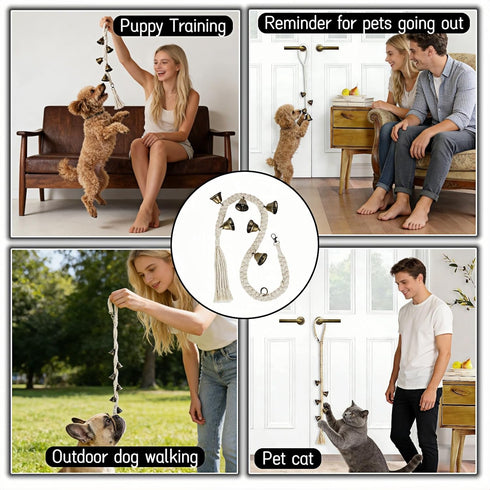 6 Dog Doorbell for Potty Training with Extra Loud Bells - Handmade Cotton Rope Adjustable Hanging Pet Bell