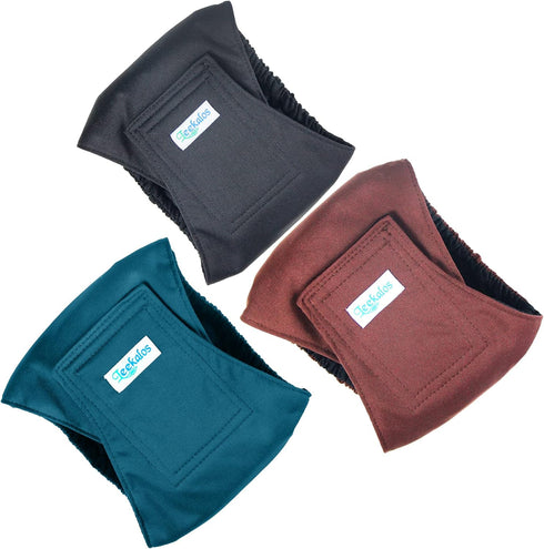 Leekalos Male Dog Diapers (3 Pack) - High Absorbing Belly Bands for Male Dogs, Washable Reusable Wraps (Black, Blue,