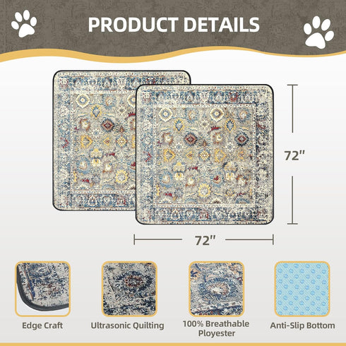 Washable Pee Pads for Dogs Large, 2 Pack, 48" x 48" Reusable Puppy Pads, Super Absorbent Leakproof Waterproof