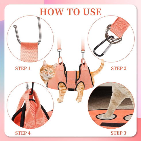 Dog Grooming Hammock, Pet Sling for Cats & Dogs with Security Strap, Nail Trimming Tools Included (S)