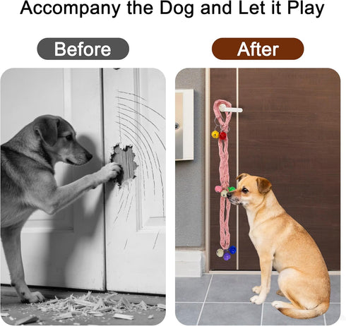 Frayot Dog Door Bell for Potty Training, Adjustable Dog Bells to Go Outside with Removable Bells Ring, Handmade Twisted