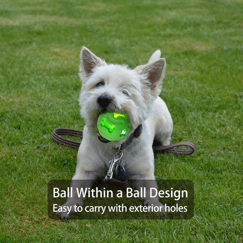 Leejec Dog Toys, 2.5" Interactive Light Up Balls, Durable Rubber Fetch Training Balls, Pet Birthday Gift, 3-Pack
