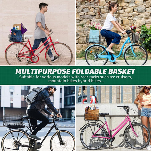 Commuting DOITOOL Foldable Bike Basket Rear Rack Storage Gadget Thickened Wire Mesh Bicycle Cargo Holder