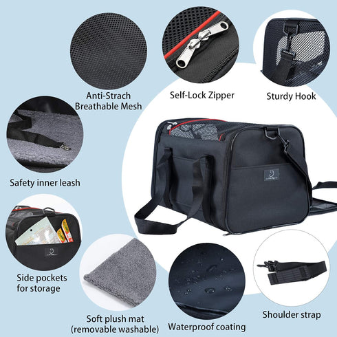 A4Pet Airline Approved Cat Carrier - Removable Soft-Sided Portable Pet Travel Carrier for Kittens, Puppies, and Rabbits