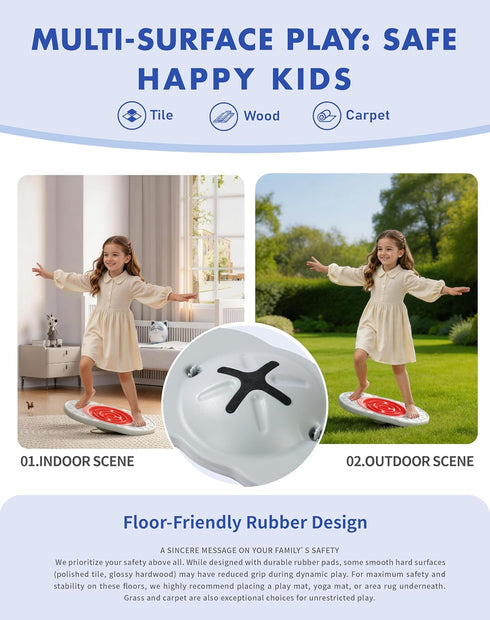 2-in-1 3 3 3-12 Kids Maze Balance Board, Swappable Labyrinths & Challenge Balls, Non-Slip Rubber Base Wobble Board