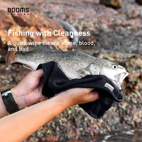 B0T 3 Pack Booms Fishing Microfiber Fishing Towel with Clip, Black