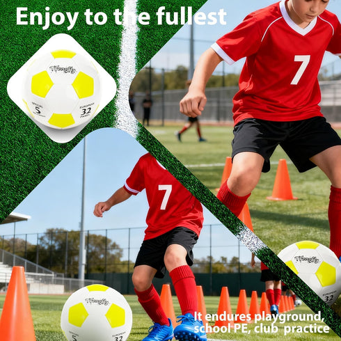 TFengfly 4 Soccer Ball Size with Pump Needle Classic Thicker PU Tight Weaved Suitable for Youth Boy Girl League Game