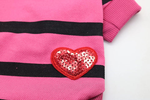 Pet Dog Jumpers for Boston Terriers, Small Striped T-Shirt Sweater for Puppies, Rose