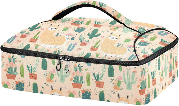 ALAZA Insulated Casserole Carrier for Hot or Cold Food, Llama with Cactus