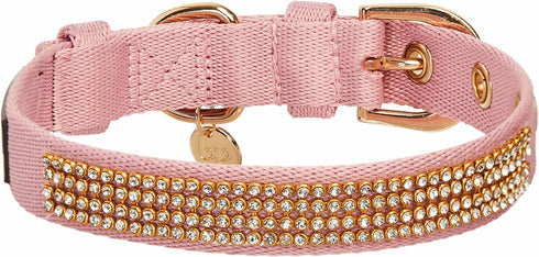 Blueberry Pet Sparkling Rhinestone Adjustable Dog Collar, Baby Pink, Neck 9-12.5", for Small Breed Dogs