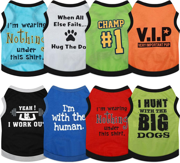 8 Pieces Dog Shirts, Funny Printed Summer T-Shirts for Male Dogs, Breathable Soft Dog Clothes (Large)