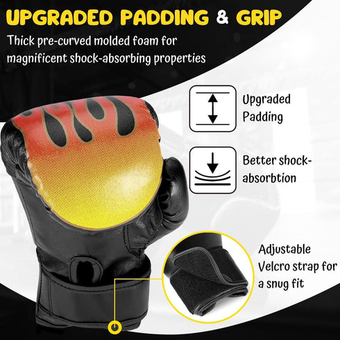 Flexzion Boxing Gloves for Kids 4oz - Training Punching Bag Mitts with Faux Leather & Wrap-Around Wrist Protection