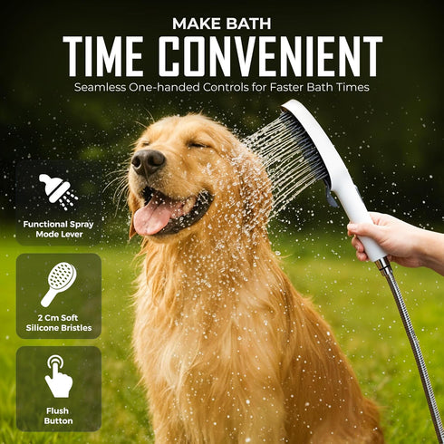 Pallaris 4 6.5ft Dog Shower Attachment with Spray Modes, Stainless Steel Hose & Metal Diverter Easy-Install Kit