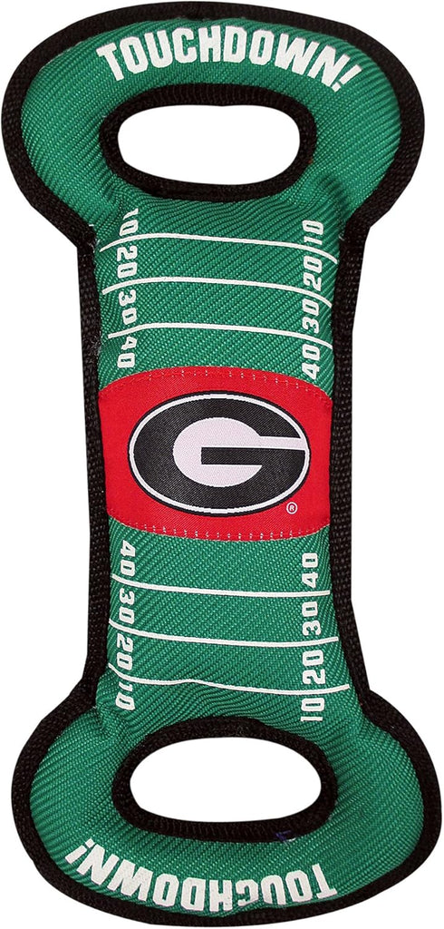 Pets First NCAA Football Field DOG TOY with Squeaker - GEORGIA BULLDOGS for Tug, Toss, and Fetch