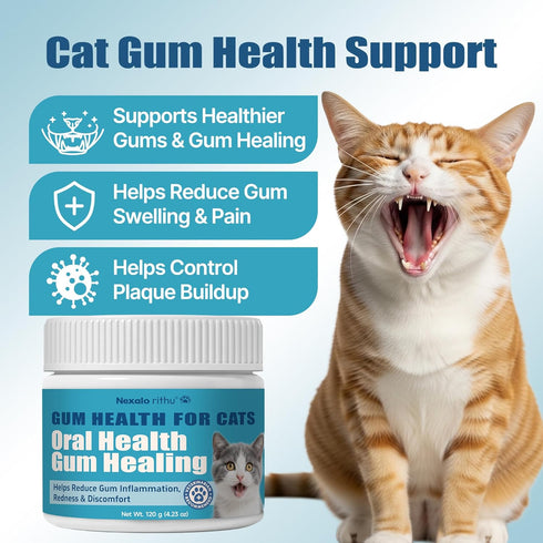 Nexalo rithu Inflammation, 4.23 oz (120 Cat Dental Care Cat Gingivitis Treatment, Helps Reduce Gum Redness & Oral