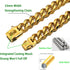 Strong Gold Stainless Steel Dog Collars with Safety Buckle Lock, 23MM Cuban Link Training Collar for Small Medium &