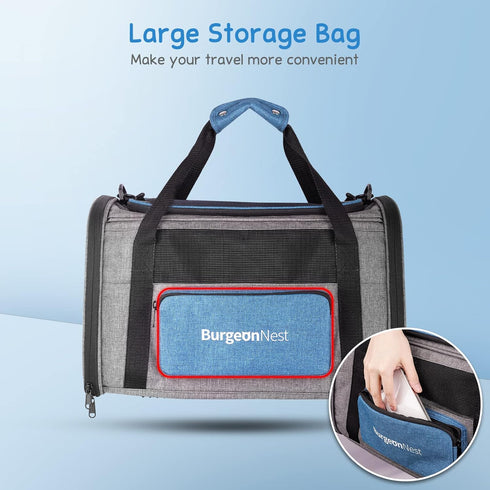BurgeonNest Cat Carrier for Large Cats up to 20 lbs, Soft-Sided Pet Carrier for Small Dogs, 4 Ventilated Windows