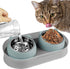 Elevated Cat Food Bowls - Raised Stainless Steel Bowls with Stand, Anti Vomiting, Double Bowl Set (Grayblue)