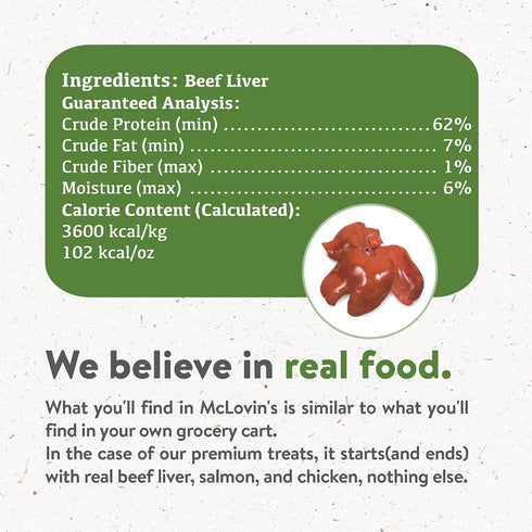 McLovin's Pet Freeze Dried Raw Beef Liver Dog Treats, 14 oz - Grain-Free, High-Protein, Healthy Treats