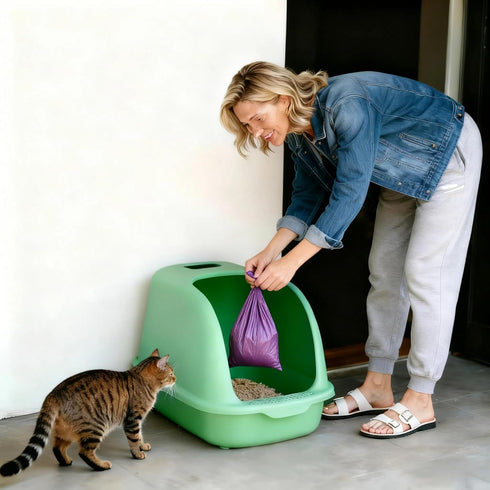 Cats,6 (90 Count) Purple T-Shirt Poop Bags with Easy-Tie Handles Leak-Proof, Extra Thick Waste Bags for Small Dogs