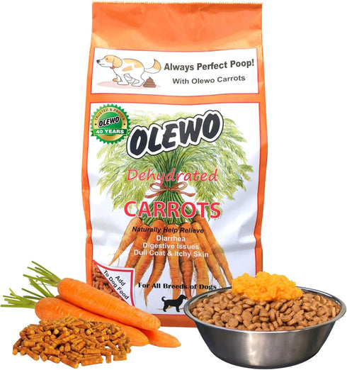 Olewo Original Carrots for Dogs Fiber for Perfect Poop, Dehydrated Dog Food