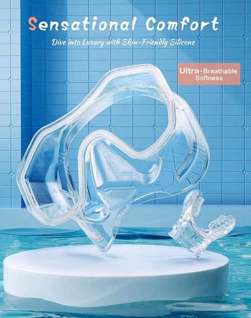 Snorkeling Gear for Kids, Snorkel Set for Ages 6-14, 180° Panoramic Wide View Mask Set for Breathing Freely