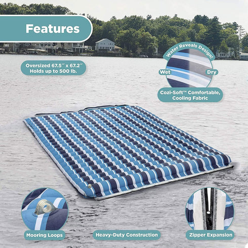 3-in-1 Aqua Fold & Go Tanning Pool Float, Mat and Tanning Pool Lounger Padded Mat for Land or Water with Carry Strap