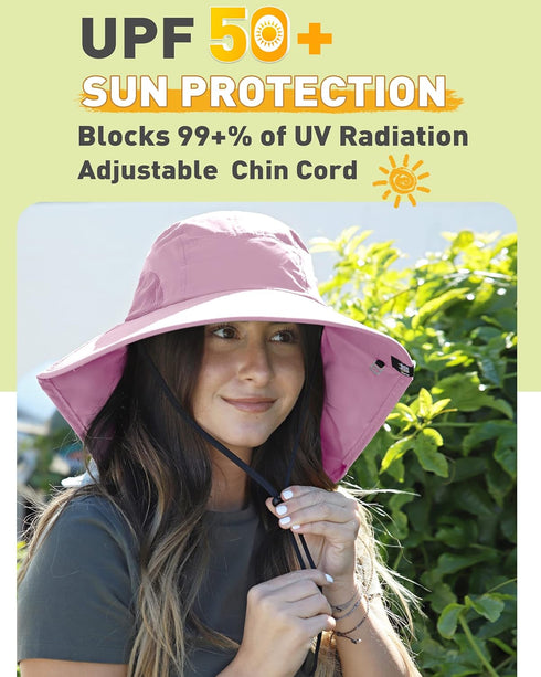 Womens Hiking Hat Wide Brim Hat with Large Neck Flap UPF 50+ Sun Protection Hats