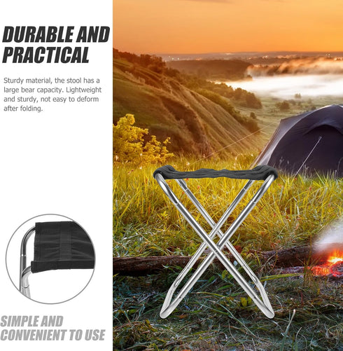 Backpacking, FRCOLOR Portable Foldable Camping Stool Aluminum Alloy Lightweight Folding Fishing Bench with Storage Bag