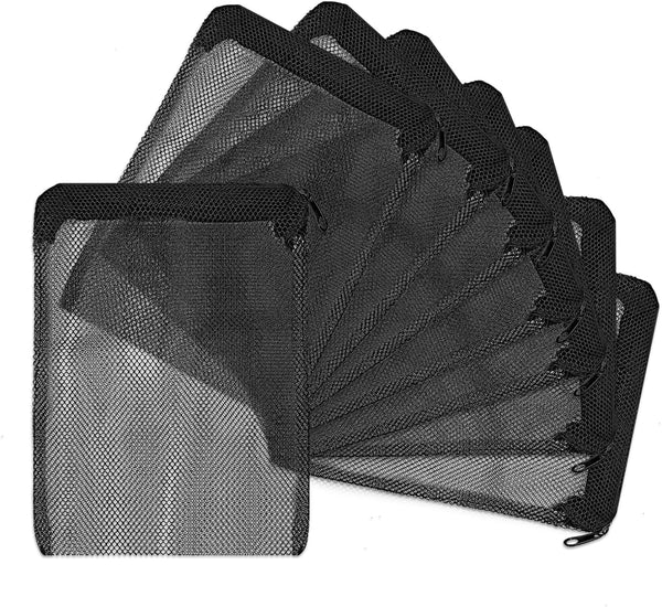 Aquarium Filter Media Bags, 8 Pack with Zipper, Reusable Strong Polyester Fine Mesh for Activated Carbon