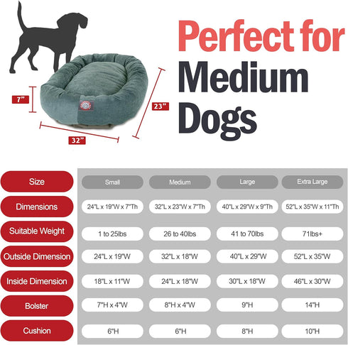 Majestic Pet 32 Inch Micro Velvet Calming Dog Bed, Washable Cozy Round Bed with Spine Support, Fluffy Donut (32x23x7