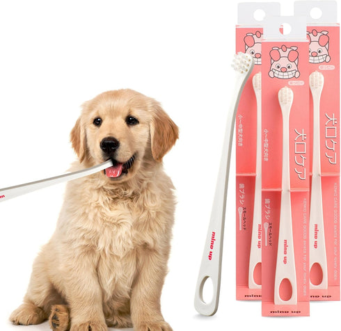 MIND UP Dog Toothbrush with 15 Angled Handle, Flat Head Design for