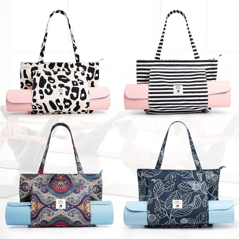 WLLWOO Yoga Bags for Women, Canvas Tote Carrier for Yoga Mats, Pilates, Travel, Office, Beach Workout