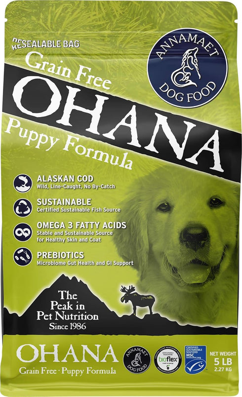 Annamaet Grain-Free Ohana Puppy Dry Dog Food, Line-Caught Cod & Whitefish, 5-lb Bag
