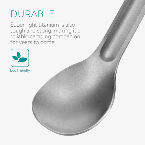 Navaris Long Handle Metal Spoons (Set of 2) - 8.4" (21.5cm) Ultra Lightweight Cutlery for Camping and Backpacking