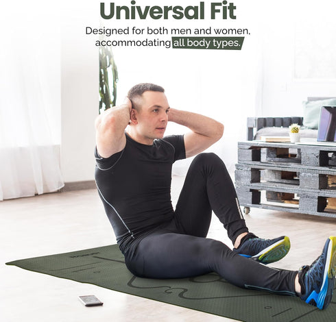 Robust Yoga Mat - 1/4" Thick Non-Slip with Position Lines, Includes Strap & Storage Bag, Eco-Friendly TPE