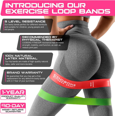 Resistance Bands for Working Out, Exercise Bands for Women & Men, Latex Elastic Bands for Yoga, Pilates, Fitness