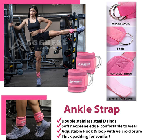Premium Barbell Pad Set for Hip Thrusts, Squat Pad with 2 Gym Ankle Straps, Hip Resistance Bands, Carry Bag