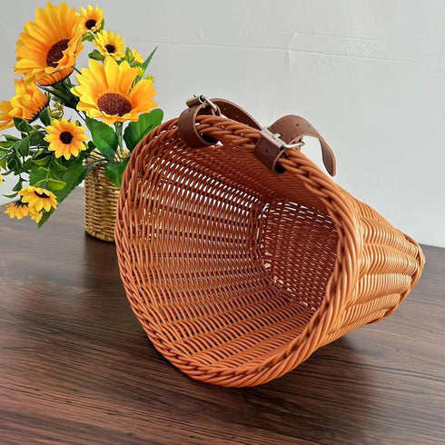 Kids Hand-Woven Multi-Color Bicycle Basket, Front Bike Basket for Boys and Girls