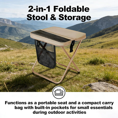 2026 12.2in Backpack 265lbs Backpack Upgraded Large Foldable Stool, Ultralight Portable Chair with Carry Bag