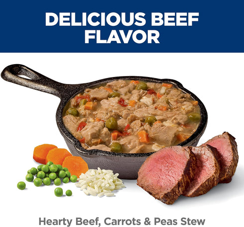 7+ 12.5 oz. 12-Pack Hill's Science Diet Adult Healthy Cuisine Wet Dog Food, Hearty Beef, Carrots & Peas Stew, Cans
