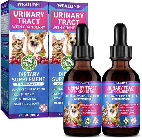 WEALLIN 2 Pack Cat & Dog Natural Urinary Tract Infection Treatment with