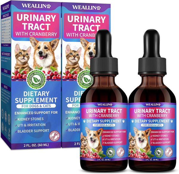 WEALLIN 2 Pack Cat & Dog Natural Urinary Tract Infection Treatment with