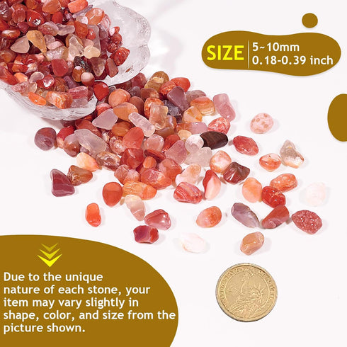 Carnelian Agate Crystal Chips, 1lb 1200+pcs Natural Aquarium Gravel Rocks for Indoor Decor