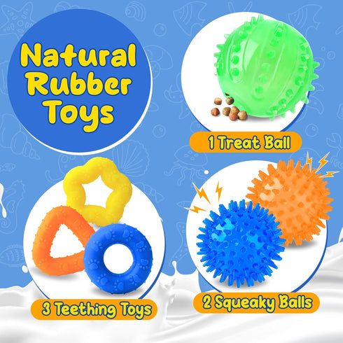 Puppy Toys 23 Pack, Interactive Teething Toys with Squeaky Plush, Rope Toys, and Treat Balls for Small Dogs